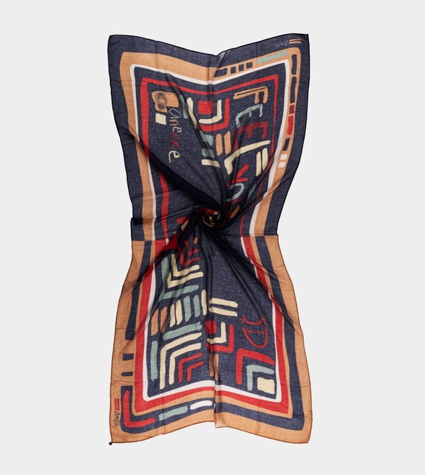Κασκολ Anekke Kene Navy Blue Printed | 73802FSXO